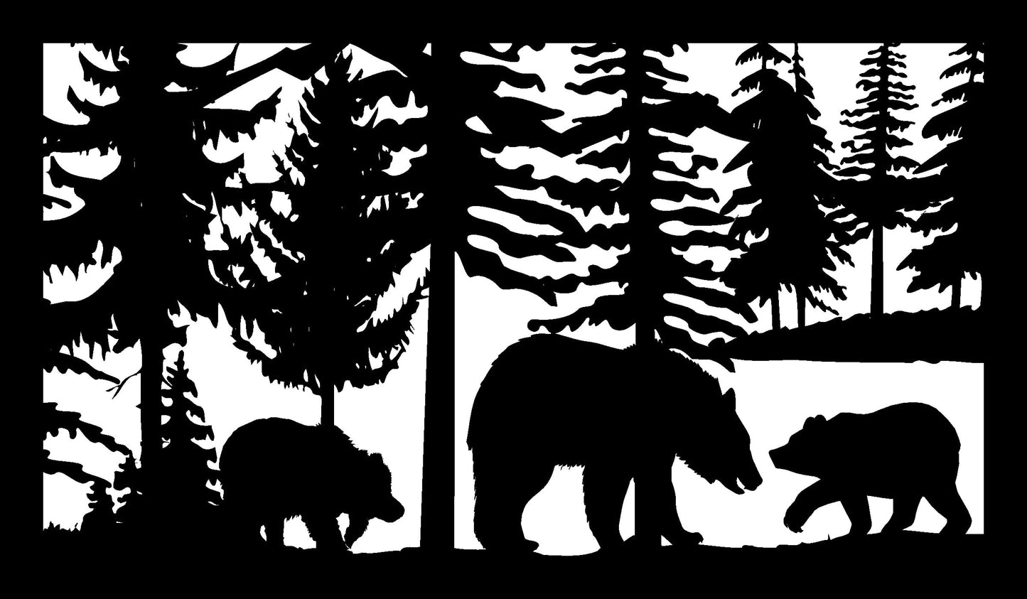 Bear and Cubs with Trees