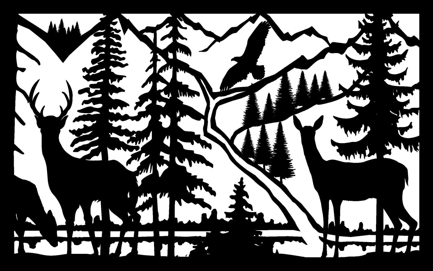 Deer and River Panel