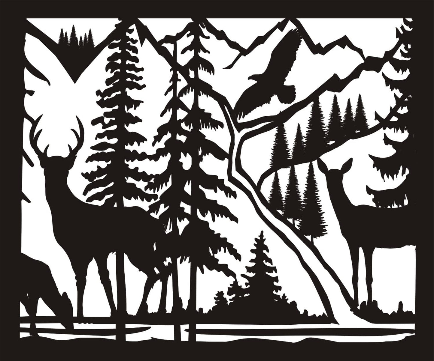 Deer, Eagle, Mountains Square Panel