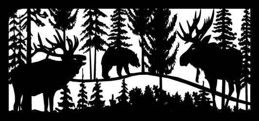 Elk, Moose, Bear Scene Panel