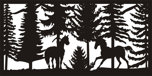 Horses with Trees and Mountains Panel 2