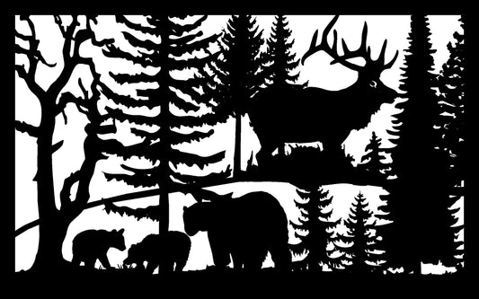 3 Bears and Elk Panel