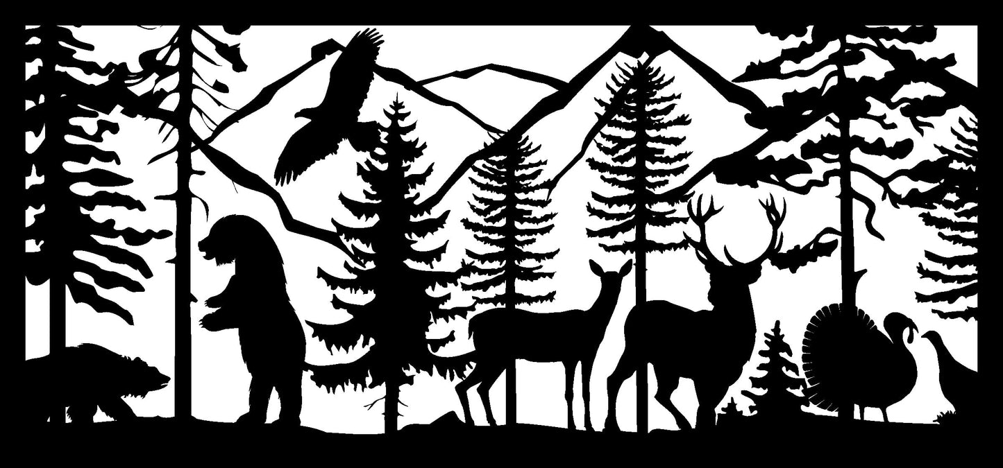 Bears, Deer, Turkey, and Eagle Panel