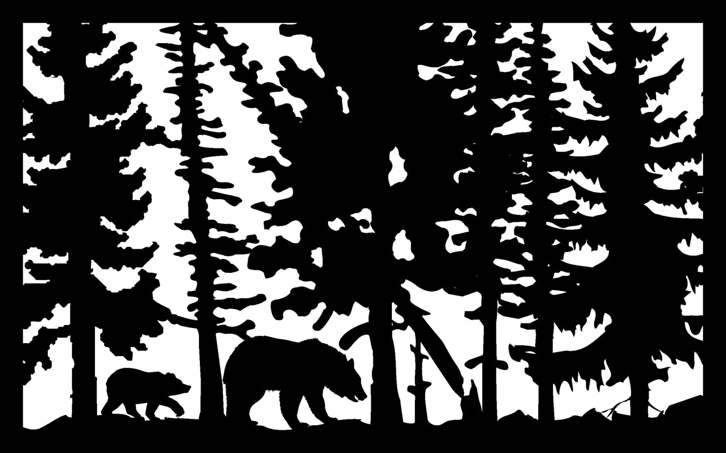 Leaning Trees with 2 Bears Panel