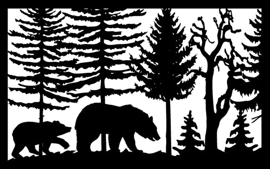 2 Bears with Mountains and trees