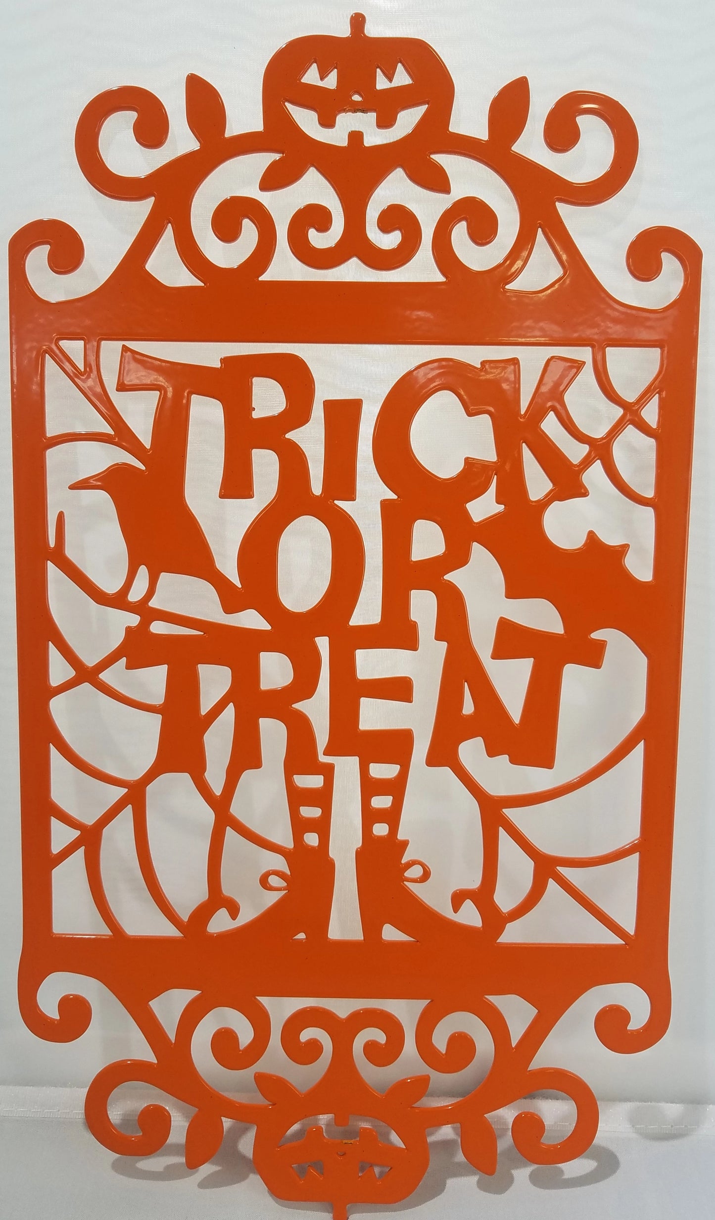 "TRICK OR TREAT" Text With Witches Feet in Rectangle