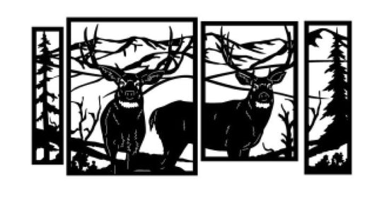 Deer Multiple panel scene